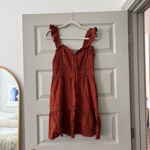 Rust Orange Peasant Mini Dress